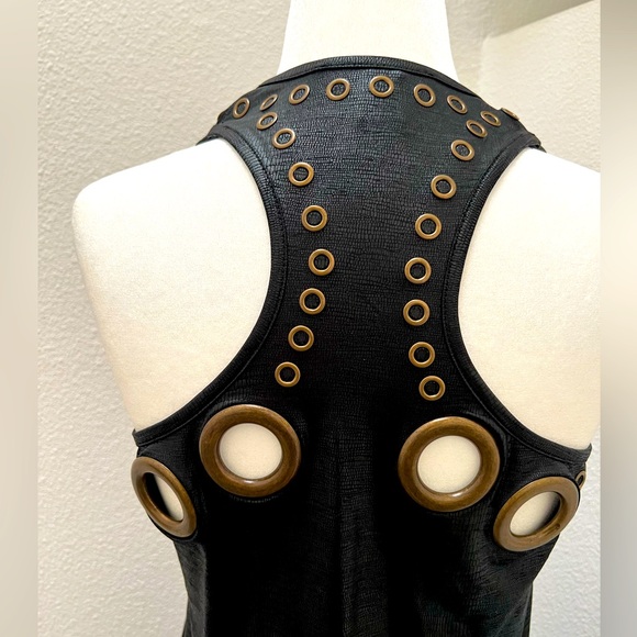 Rare Y2K Caribbean Queen Black and Gold Grommets and Studs Dress - Picture 5 of 14